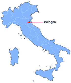 Die Lage der Stadt Bologna