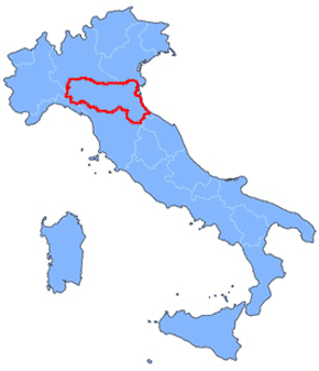 Die Lage der Region Emilia-Romagna