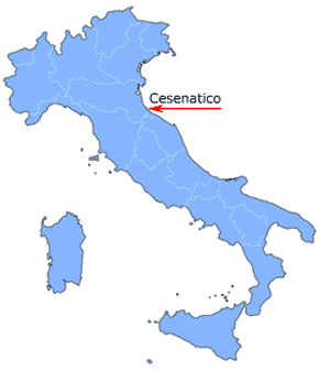 Die Lage der Stadt Cesenatico